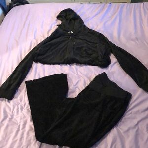 Black Velour Maternity Track Suit